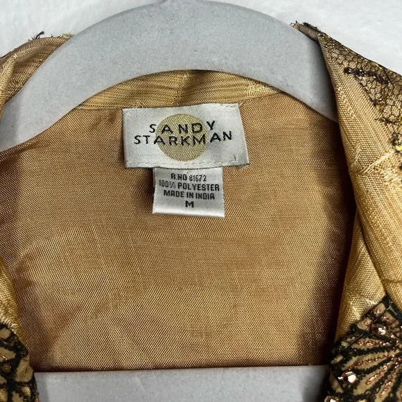 Sandy Starkman Gold Embroidered Jacket Blazer w/ Fish & Sea Turtle Design Size M - Picture 5 of 9